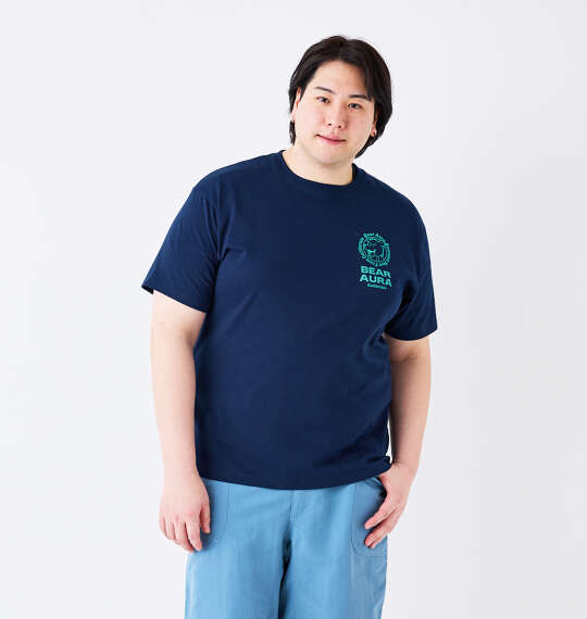 Bear Aura T/C天竺サガラ刺繍半袖Tシャツ ネイビー