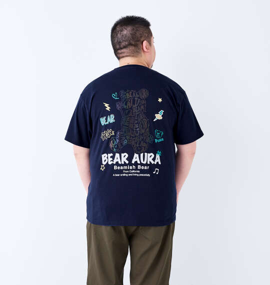 Bear Aura T/Cホログラムプリント半袖Tシャツ ネイビー