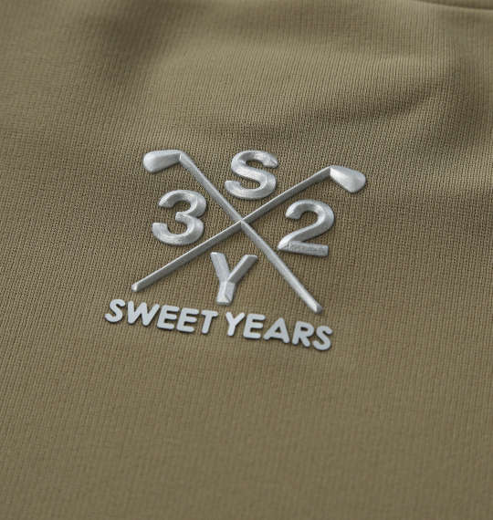 SY32 by SWEET YEARS マットストレッチポンチ半袖モックネックシャツ カーキ