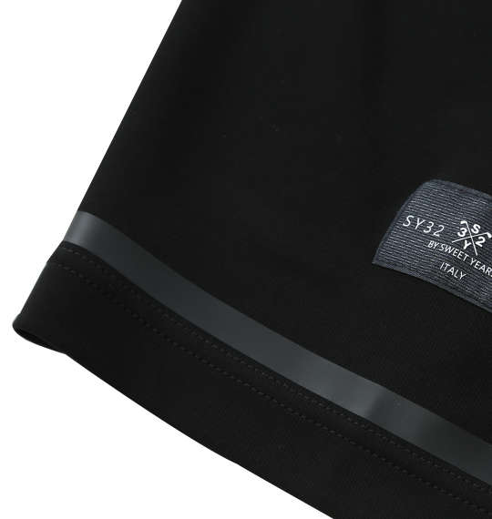 SY32 by SWEET YEARS マットストレッチポンチ半袖モックネックシャツ ブラック