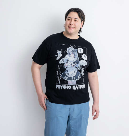 PSYCHO NATION サイコ×寝田ルネ メイド半袖Tシャツ ブラック