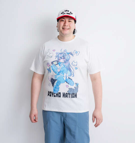 PSYCHO NATION サイコ×寝田ルネ ゲーマー半袖Tシャツ ホワイト