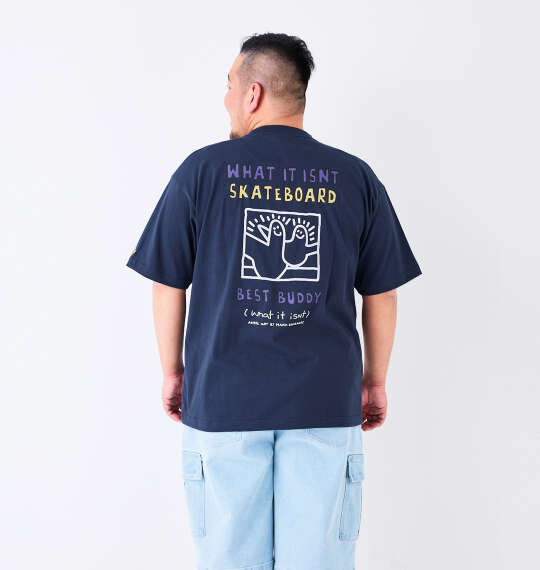 (What it isNt) 天竺プリント半袖Tシャツ ネイビー