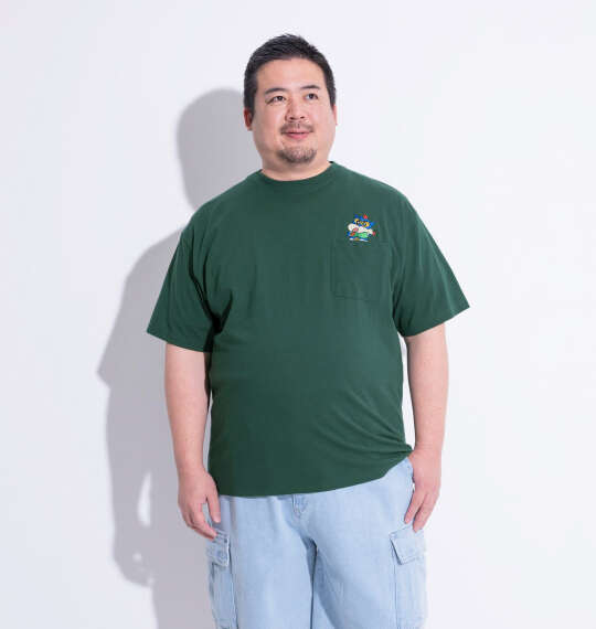クレヨンしんちゃん 天竺ポケット付半袖Tシャツ ダークグリーン