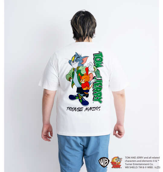 TOM and JERRY 天竺プリントポケット付半袖Tシャツ オフホワイト