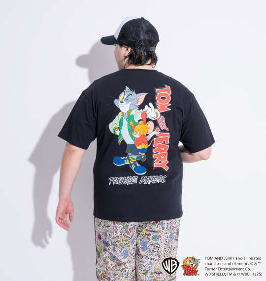 TOM and JERRY 天竺プリントポケット付半袖Tシャツ ブラック