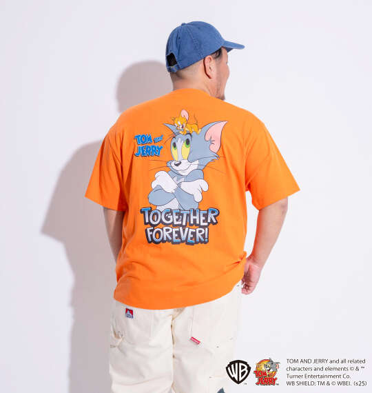 TOM and JERRY 天竺プリントポケット付半袖Tシャツ オレンジ
