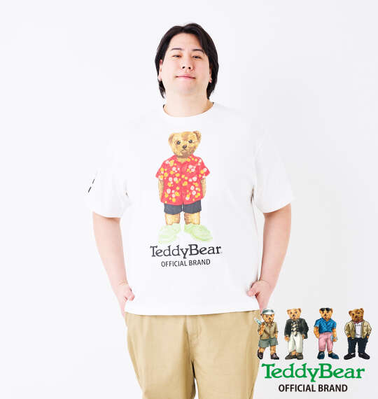 Teddy Bear 天竺プリント半袖Tシャツ オフホワイト