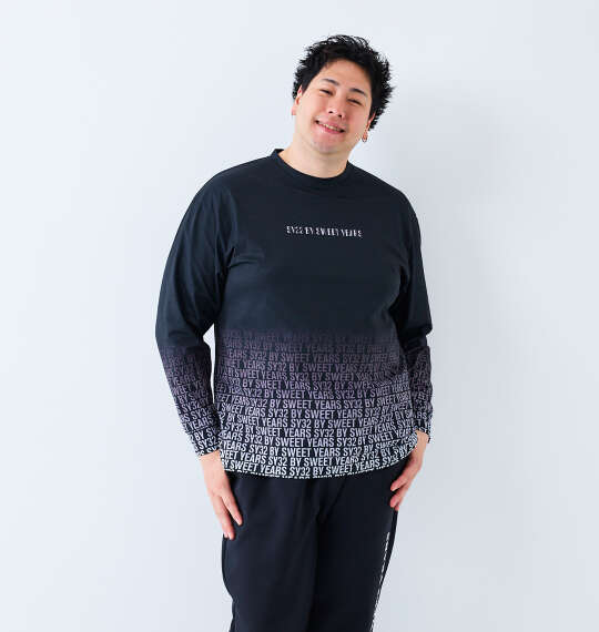 SY32 by SWEET YEARS グラデーションロゴ長袖Tシャツ ブラック