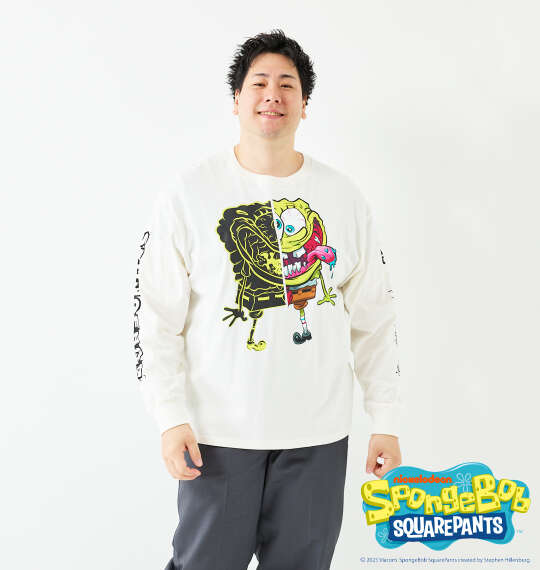 SPONGEBOB 天竺プリント長袖Tシャツ オフホワイト
