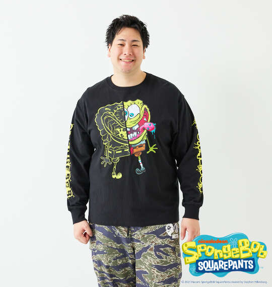 SPONGEBOB 天竺プリント長袖Tシャツ ブラック