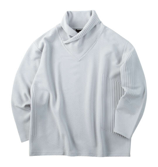 TETE HOMME バイアスパネル柄ボリュームネック長袖Tシャツ ライトグレー