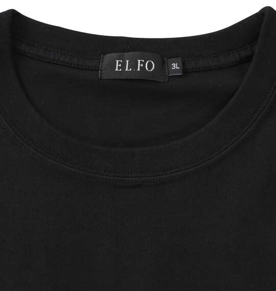 EL.FO 無地ポケット付タフ衿クルーネック半袖Tシャツ ブラック