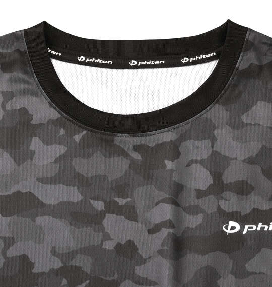 Phiten DRY総柄半袖Tシャツ ブラック