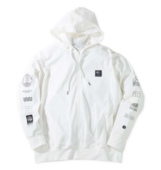 OCEAN PACIFIC 接触冷感ストレッチUV長袖フルジップパーカー ホワイト