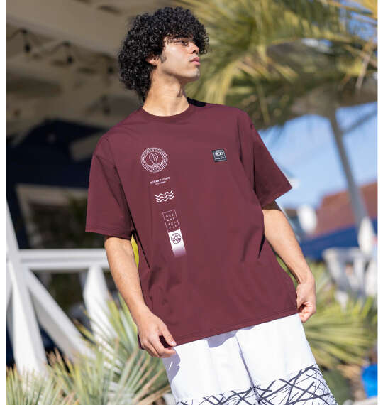 OCEAN PACIFIC 接触冷感ストレッチUV半袖Tシャツ バーガンディ