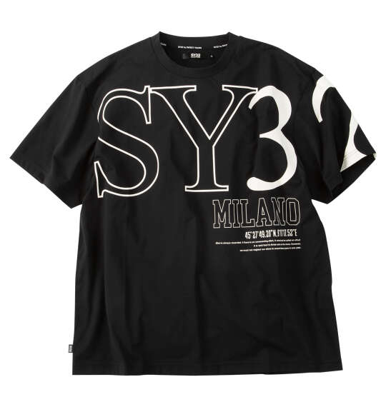 SY32 by SWEET YEARS ビッグロゴ半袖Tシャツ ブラック