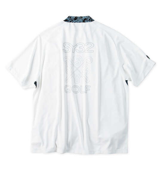 SY32 by SWEET YEARS グラフィックポイント半袖モックネックシャツ ホワイト