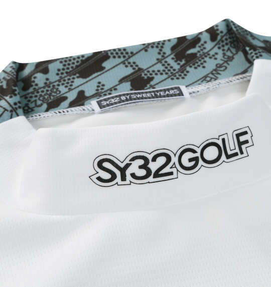 SY32 by SWEET YEARS グラフィックポイント半袖モックネックシャツ ホワイト