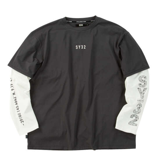 SY32 by SWEET YEARS フェイクレイヤード長袖Tシャツ チャコールグレー