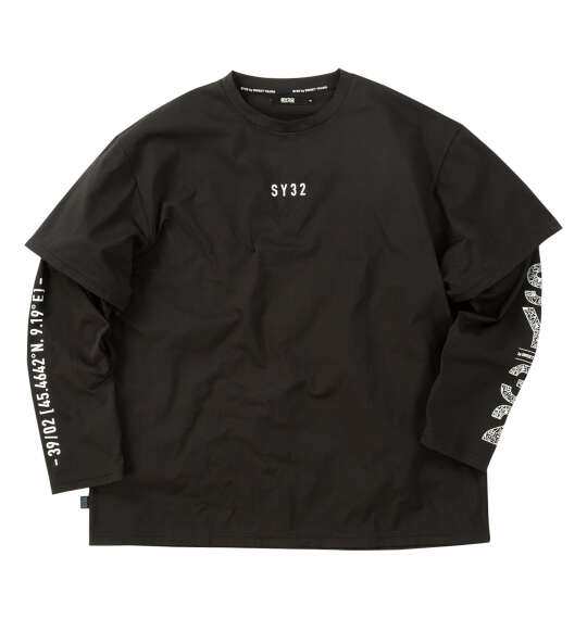 SY32 by SWEET YEARS フェイクレイヤード長袖Tシャツ ブラック