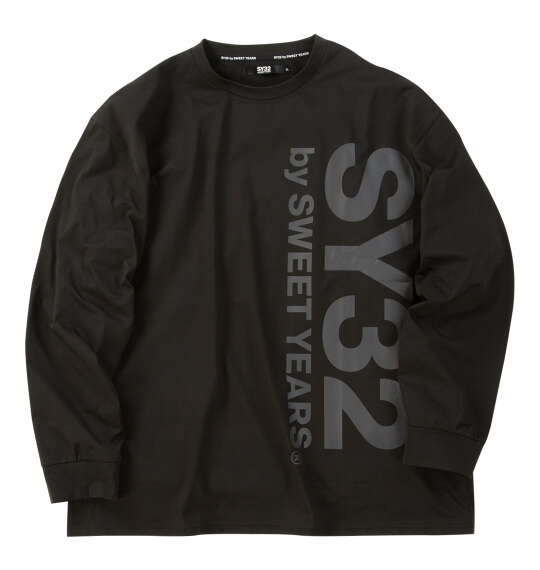 SY32 by SWEET YEARS バーティカルロゴ長袖Tシャツ ブラック