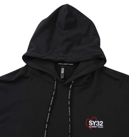 SY32 by SWEET YEARS エンブロイダリープルパーカー ブラック