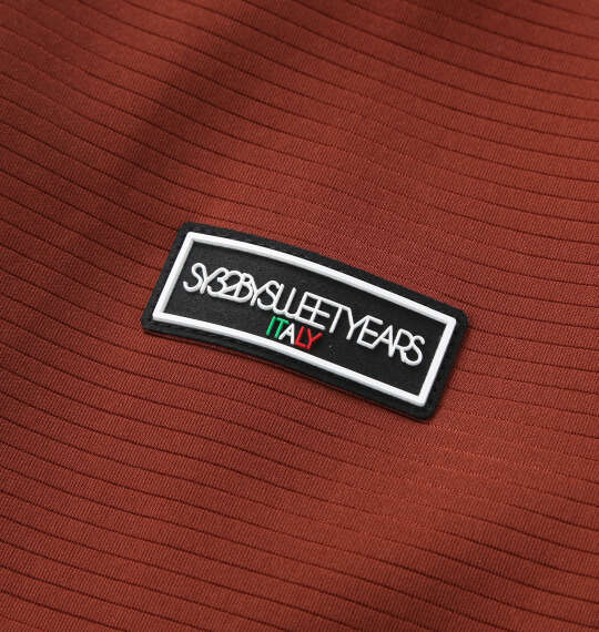 SY32 by SWEET YEARS ピンボーダーネオプレーンハーフジップスウェット バーガンディ
