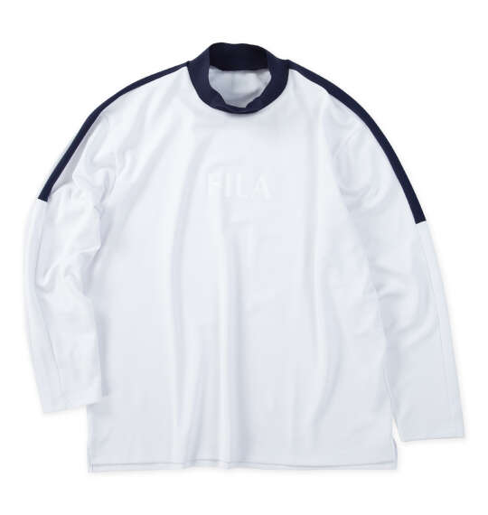 FILA GOLF 鹿の子調ストレッチモックネック長袖シャツ ホワイト