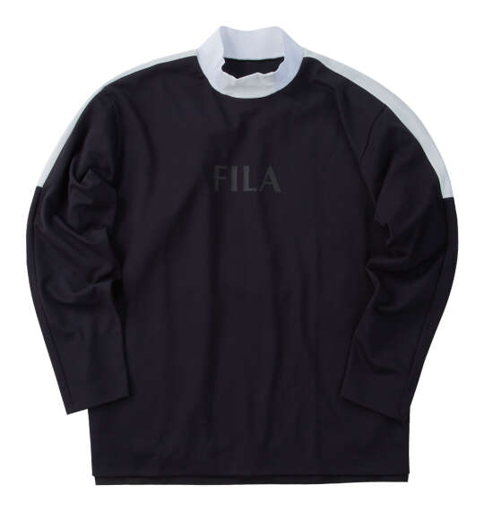 FILA GOLF 鹿の子調ストレッチモックネック長袖シャツ ブラック