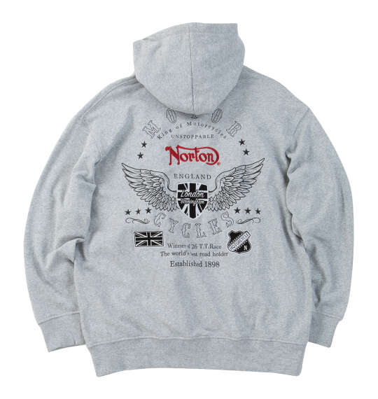 Norton 裏毛フルジップパーカー ミックスグレー