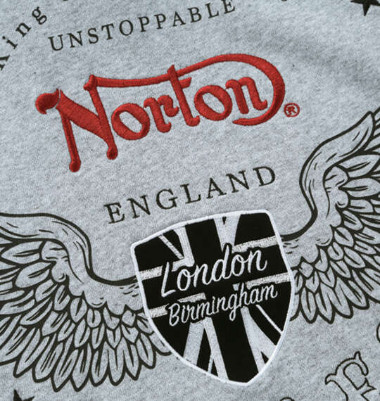 Norton 裏毛フルジップパーカー ミックスグレー