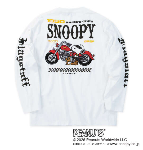 FLAGSTAFF×PEANUTS スヌーピーコラボ長袖Tシャツ ホワイト