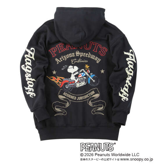 FLAGSTAFF×PEANUTS スヌーピーコラボフルジップパーカー ブラック