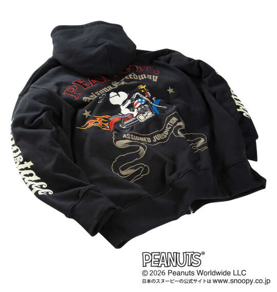 FLAGSTAFF×PEANUTS スヌーピーコラボフルジップパーカー ブラック