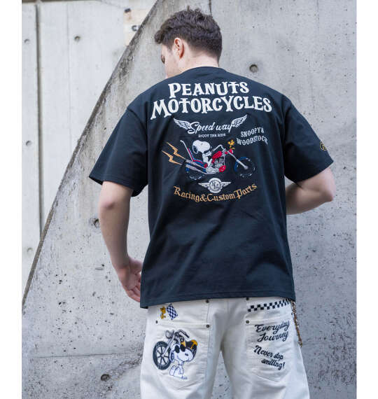 FLAGSTAFF×PEANUTS スヌーピーコラボ半袖Tシャツ ブラック
