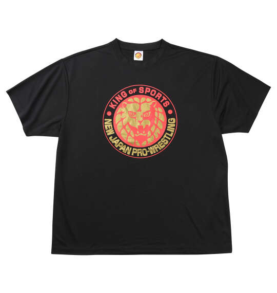 新日本プロレス ライオンマークドライ半袖Tシャツ(2025・ブラック×レッド×ゴールド) ブラック