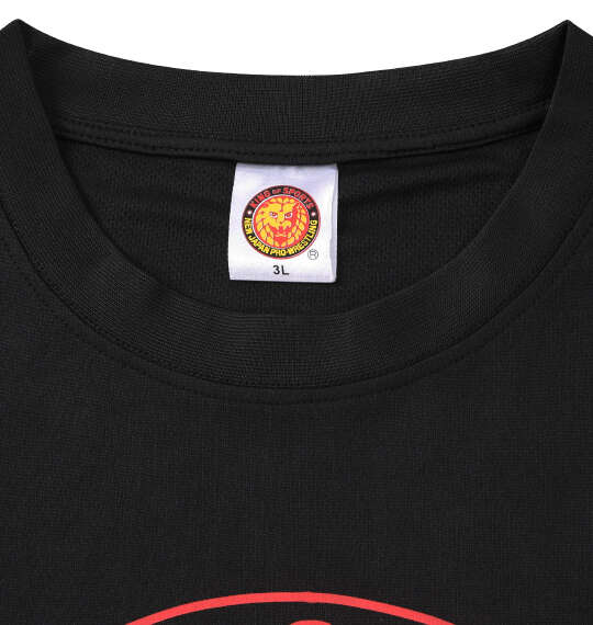 新日本プロレス ライオンマークドライ半袖Tシャツ(2025・ブラック×レッド×ゴールド) ブラック