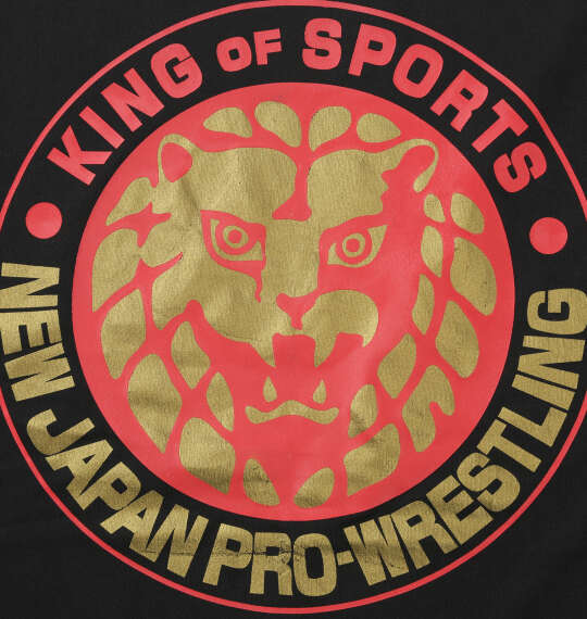 新日本プロレス ライオンマークドライ半袖Tシャツ(2025・ブラック×レッド×ゴールド) ブラック