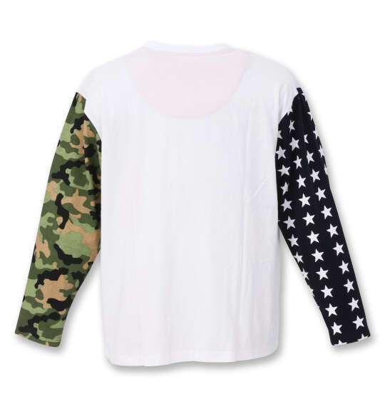 UP!SMILE クレイジー切替長袖Tシャツ ホワイト