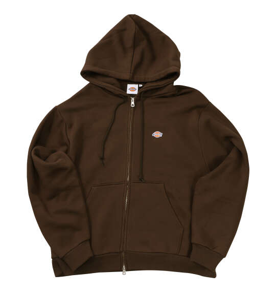 DICKIES エンブロイダリーロゴフルジップパーカー ダークブラウン