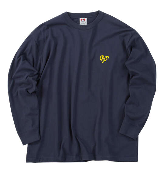 BEN DAVIS ハートスクリプトロゴ長袖Tシャツ ネイビー