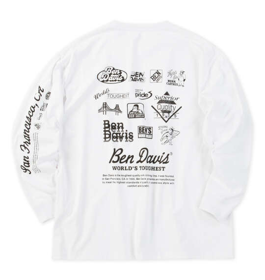 BEN DAVIS グラフィック長袖Tシャツ ホワイト