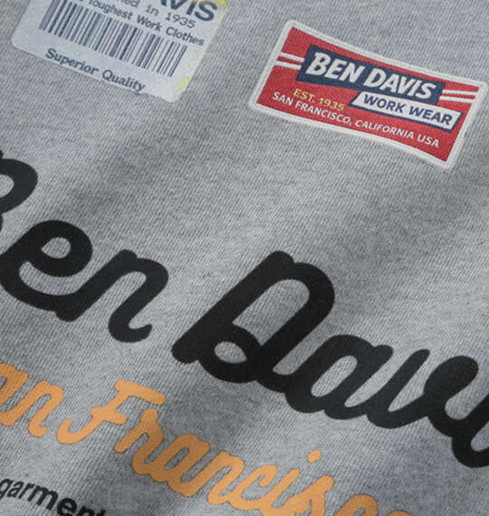 BEN DAVIS ラベルロゴクルーネックスウェット ミックスグレー