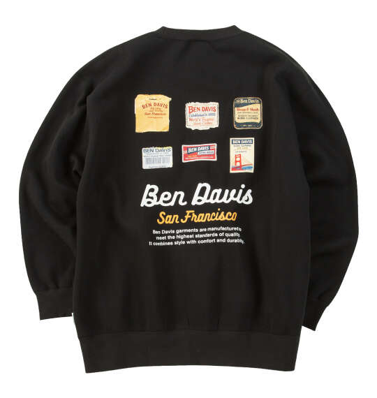 BEN DAVIS ラベルロゴクルーネックスウェット ブラック