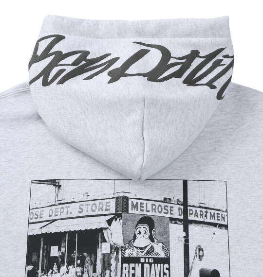 BEN DAVIS バックフードプリントプルパーカー アッシュ