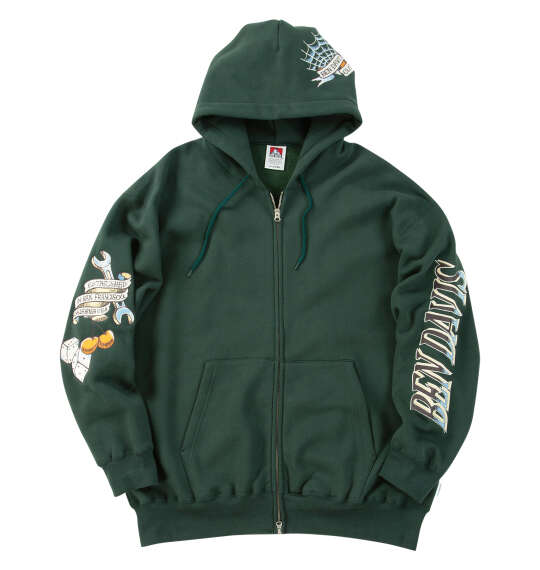 BEN DAVIS スーベニアフルジップパーカー ダークグリーン
