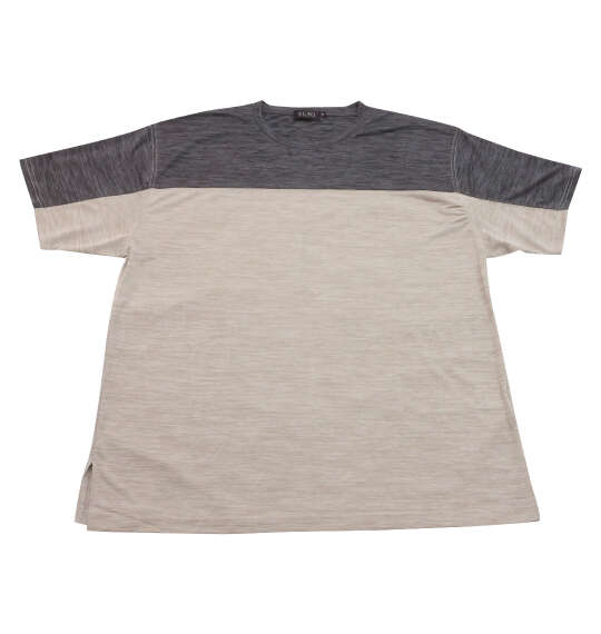 EL.FO DRYクルーネック切替半袖Tシャツ チャコール×ベージュ