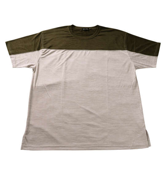 EL.FO DRYクルーネック切替半袖Tシャツ カーキ×ベージュ