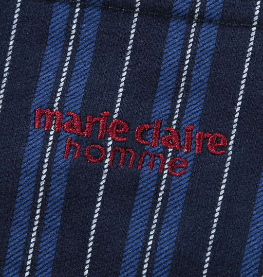 marie claire homme ミニ裏毛ストライプ長袖パジャマ ネイビー